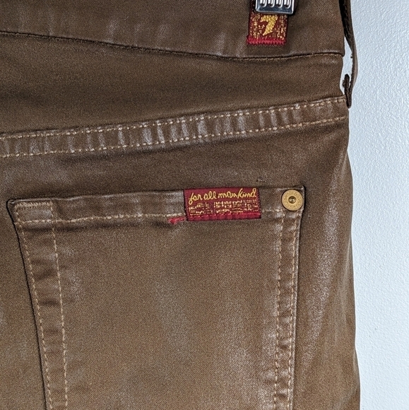 7 for All Mankind Coated Sheen Ankle Skinny Mid Rise Jeans Sz 25 - Picture 5 of 8